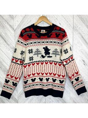 Junk Food x Disney Mickey Mouse Fair Isle Sweater Mens Large Knit Pullover